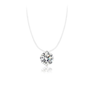 Collar <span class=keywords><strong>de</strong></span> Plata <span class=keywords><strong>de</strong></span> Ley 925 Premium SJ con Moissanita Lágrima <span class=keywords><strong>de</strong></span> Sirena, Certificado GRA, Gargantilla <span class=keywords><strong>de</strong></span> Hilo Invisible con Efecto Ilusión, 2g - Product Image 5