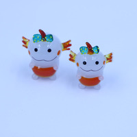 Décoration d'intérieur, cadeau, artisanat en verre soufflé de Murano fait à la main, figurine d'animal de dessin animé vert rose blanc