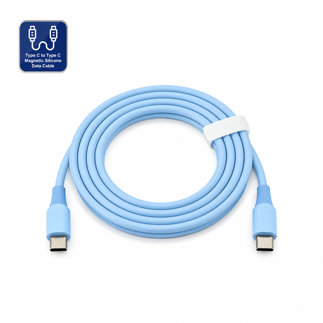 100W Type C Cable USB C Fast Charging Cable Type-C to Type-C Silicone Data Cable Sky Blue 1M Round 16Pin PD 20V 5A