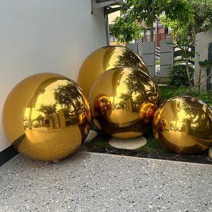 Inflatable sáng bóng lớn khổng lồ kim loại óng ánh Đảng giáng sinh hình cầu phản ánh trang trí Vàng gương bóng - Product Image 2
