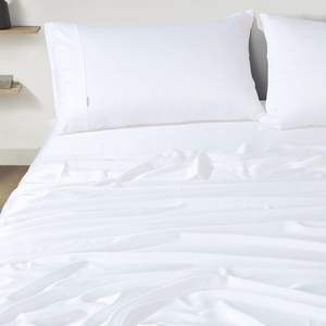 Parure de draps 100 % bambou, housse de couette blanche, 300 fils/cm², satiné, écologique, doux, lisse, luxe, style hôtel, taille personnalisée, vente en gros - Product Image 3