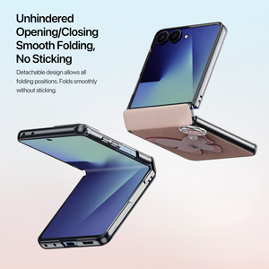 เคสโทรศัพท์แบบพับได้เต็มจอสำหรับ Z Flip8, หนัง PU พร้อมที่วางแหวนและสายคล้อง, เคสแบบแม่เหล็กดีไซน์ใหม่ - Product Image 4