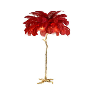 Lampes modernes en résine cuivre laiton hôtel palmier lampe debout nordique <span class=keywords><strong>de</strong></span> luxe <span class=keywords><strong>plume</strong></span> d'autruche support lumière LED lampadaire - Product Image 5