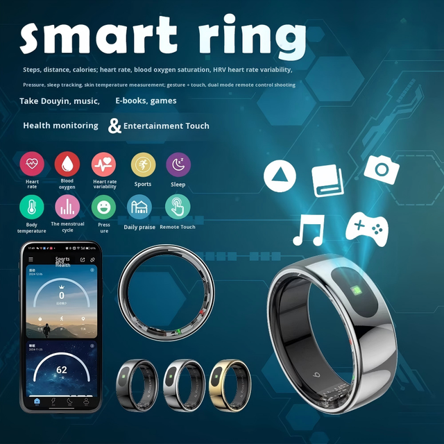 Factory Direct Sale R08 Touch Smart Ring for Students Sleep Tracker Health Monitor 5ATM Waterproof Daily Exercise Monitoring