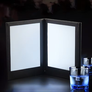 Menú Digital LED con Luz para Restaurante, Fabricante, Negro, PU, 3 Páginas, 4 Luces, Tamaño A4 A5 - Product Image 1