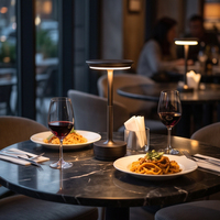 Lampe de table LED sans fil rechargeable à intensité variable en métal pour restaurant, bar, café