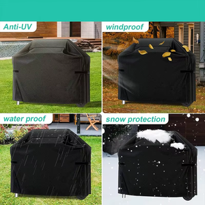 Housse <span class=keywords><strong>pour</strong></span> barbecue de jardin extérieur Anti-UV Imperméable à la poussière-Coupe-vent 8000 PA 210/420D Tissu Oxford en tente extérieure noire - Product Image 6