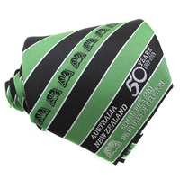 Cravates pour hommes de bonne qualité, cravate personnalisée avec logo, cravate d'école, anniversaire, microfibre, polyester, tissée, rayée, verte et noire