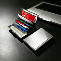 Dompet tempat kartu kredit logam pria, dompet minimalis Aluminium, wadah kartu Bank dengan klip uang desainer Porte Carte