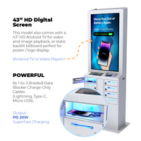 Loker Pengisian Daya Layar Sentuh Y2 Power LIA Premium 8 Bay dengan Layar Iklan 43 inci dan Layar Digital Signage yang Sudah Terpasang