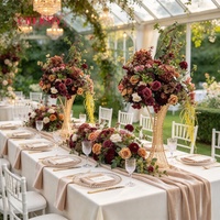 Centre de table artificiel en soie lavande violette de 60 cm, avec globe de fleurs, églantier et rose, pour décoration de table de mariage