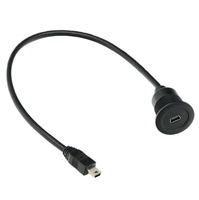 Kabel ekstensi USB Mini 0.3m 1m, kabel ekstensi mini-b laki-laki ke Perempuan untuk mobil