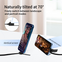 Câble USB Type C de charge rapide 240W 100W 60W 3A avec support de téléphone intégré incliné naturellement à 70 degrés, câble de synchronisation tressé