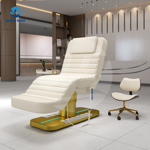 Silla Facial eléctrica con Base dorada <span class=keywords><strong>de</strong></span> estilo Popular, cama <span class=keywords><strong>de</strong></span> masaje con Control <span class=keywords><strong>de</strong></span> <span class=keywords><strong>pie</strong></span>, mesa elevadora <span class=keywords><strong>de</strong></span> masaje reclinable personalizada - Product Image 1