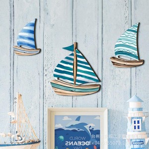 Decoración de Pared de Madera con Diseño de Velero Estilo Mediterráneo, Tema Oceánico, Madera de Zhejiang, Forma Irregular - Product Image 2
