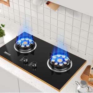Premium 2-Burner <strong>Gas</strong> Stove Black Tempered Glass Built-in <strong>Gas</strong> <strong>Cooker</strong> with Auto Ignition &amp; Flame Protection for Home Duty Kitchen - Product Image 5