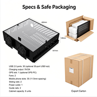 Gabinete de Carga para Teléfonos con IA de 30 Puertos, Sincronización de Datos USB2.0, Control Remoto, Ranura OPS, Montaje en Rack para Transmisión en Vivo, Entrenamiento y Enseñanza de IA