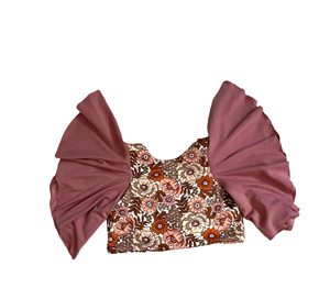 फैशन बच्चों लड़कियों स्पंदन आस्तीन टाई अप के लिए फसल शीर्ष शर्ट गर्मियों पुष्प प्रिंट Toddlers के लघु लड़कियों ब्लाउज के लिए सबसे ऊपर है - Product Image 2