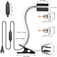 Lampe chauffante pour reptiles avec UVB/UVA, minuterie automatique et pince de fixation de type solaire pour la supplémentation en calcium