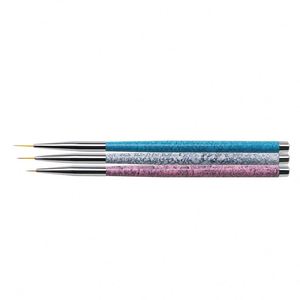 Customized Synthetic Nylon Matte Black Metal Handle Nail Brush <b>Set</b> with Silicone Dotting Tool UV Gel Painting Liner Brush - Product Image 4