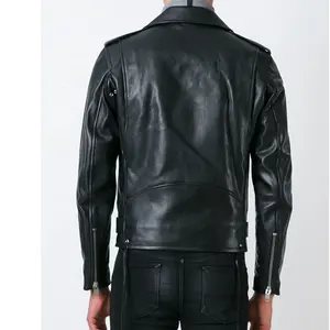 Leather Jacket Manufacturer China Zipper Belt Biker Leather Motorcycle Jacket Men