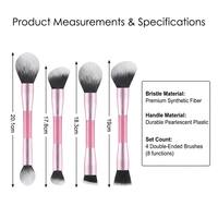 Pinceaux de maquillage Kabuki double face 4 pièces, marque privée, synthétiques, véganes, outils de maquillage pour estomper les couleurs, pinceaux pour fond de teint et poudre