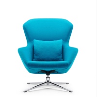Chaise de loisirs pivotante en tissu daim bleu Offre Spéciale canapé en velours à un siège avec coin en bois pour meubles d'hôtel-Application OEM