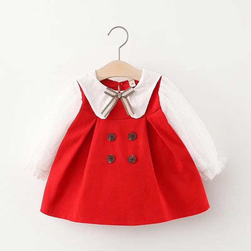 Wholesale Children's Boutique Clothing Kids Red Party Good Girl Children Dress For Princesses