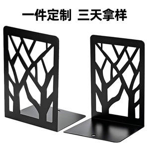Serre-livres en métal en forme d'arbre, support décoratif en acier inoxydable en forme de L pour bureau, rangement de livres, pince à livres, porte-papeterie - Product Image 2