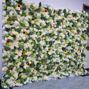 Fondo de pared de flores artificiales 3D a precio de fábrica para eventos, escenarios, recepciones y decoración de bodas. - Product Image 3