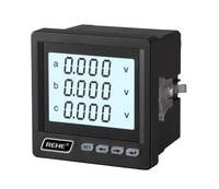 Voltmeter AC 0-500V Digital Panel Meter 3 Fase 3 Baris Layar LCD Pengukur Tegangan Voltmeter dengan RS485