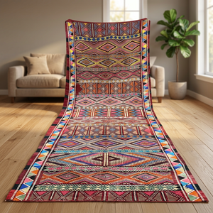 Alfombras de Lana Berber Marroquíes Hechas a Mano para Sala de Estar, Venta al por Mayor, Anudadas a Mano, Patrón Geométrico, Pelo Bajo, Grosor Medio - Product Image 2