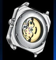 Montre Carrée Homme Tourbillon de Luxe Cristal Transparent Étanche Montre Homme Iced Out Automatique Mécanique