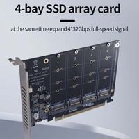 Tarjeta de expansión TISHRIC NVME M.2 MKEY SSD RAID PCIE X16 4Bay SSD Array tarjeta adaptadora placa base PCIE tarjeta dividida para 2230/42/60/80