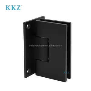 KKZ produsen 8mm 10mm 12mm pintu kaca Tempered Shower 316 baja tahan karat Matte hitam klem engsel dudukan