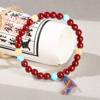 Bracelet tendance unisexe en perles de pierre naturelle géométriques pour anniversaire, avec cinabre violet et turquoise jaune, vente en gros