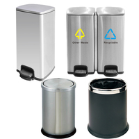 20-200L Poubelle de Recyclage en Acier Inoxydable pour Déchets d'Assainissement, Conteneur à Ordures Extérieur et Bacs à Déchets Intérieurs