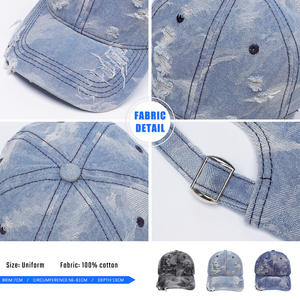 High Quality 6 Panel Cotton Washed Distressed Hat Cap With Custom Embroidery logo Dad Hats Distressed Baseball Caps - Product Image 6