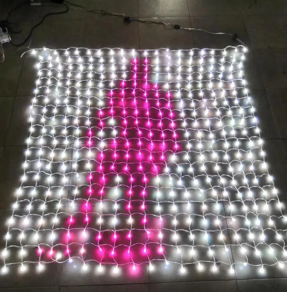 Программируемая светодиодная сетчатая Пиксельная гирлянда RGB 2x2 м 66 в с контроллером