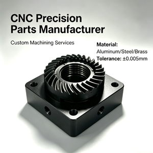 Base d'engrenage conique hélicoïdal usinée CNC de précision, anodisée noire - Tolerance de ±0,005 mm, assemblage d'entraînement à bride carrée - Product Image 1