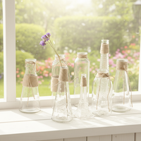 Vases en verre transparent de petite taille pour centres de table, vente en gros, mini vase à fleurs, décoration de la maison, design contemporain