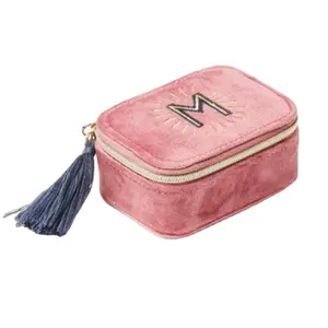 Bolsa de cosméticos de pelúcia, rosa, barata, monografado, bolsa de maquiagem de pelúcia para moças