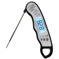 Termometer Makanan Digital Lipat dengan Probe Logam, Layar LCD Tahan Air IPX6, Akurasi Tinggi untuk Daging, Memanggang, BBQ, Dapur, dan Komersial