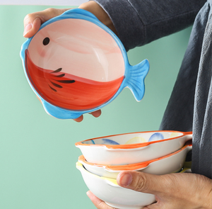 Cuenco de cerámica pintado a mano Cuenco de <span class=keywords><strong>desayuno</strong></span> para niños con dibujos animados - Product Image 3