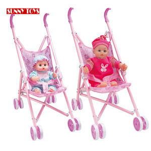 Bé Gái Giả Vờ Chơi Nhà Trò Chơi 14 Inch Tự Làm Chất Liệu Sắt Đồ Chơi Có Thể Gập Lại Búp Bê Xe Đẩy Có Âm Thanh - Product Image 1