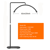 Lampe LED professionnelle de 25 pouces pour salon de beauté, lampe lune demi-cercle pour la photographie des cils, lumière d'appoint pour tatouage de cils et spa