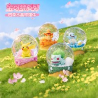 Globe à neige authentique Nature Wild Fun Quatre Saisons, boîte mystère, figurine mini Pikachu mignonne, ornement de bureau, jouet de collection, cadeau