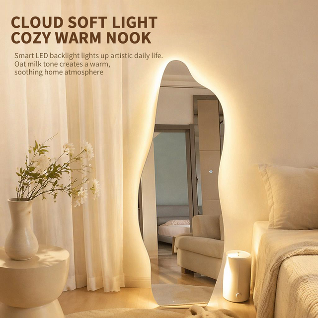 LED Lighting Custom Irregular Shape Smart Bathroom Art Mirror