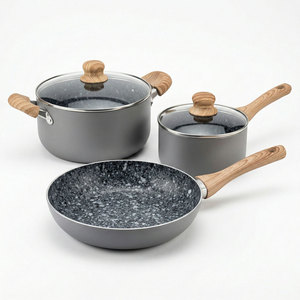 Juego de utensilios de cocina antiadherentes E-TOP con <span class=keywords><strong>mango</strong></span> de baquelita, estilo granito, sartén de cerámica, juego de ollas con <span class=keywords><strong>mango</strong></span> desmontable - Product Image 1