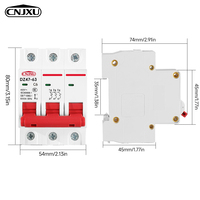 DZ47-63A 6A 10A 16A 20A 32A 40A 50A 63A 400V Tipe C Mini Circuit Breaker MCB 35mm Pemasangan Rel Din Kapasitas Pemutusan 6KA